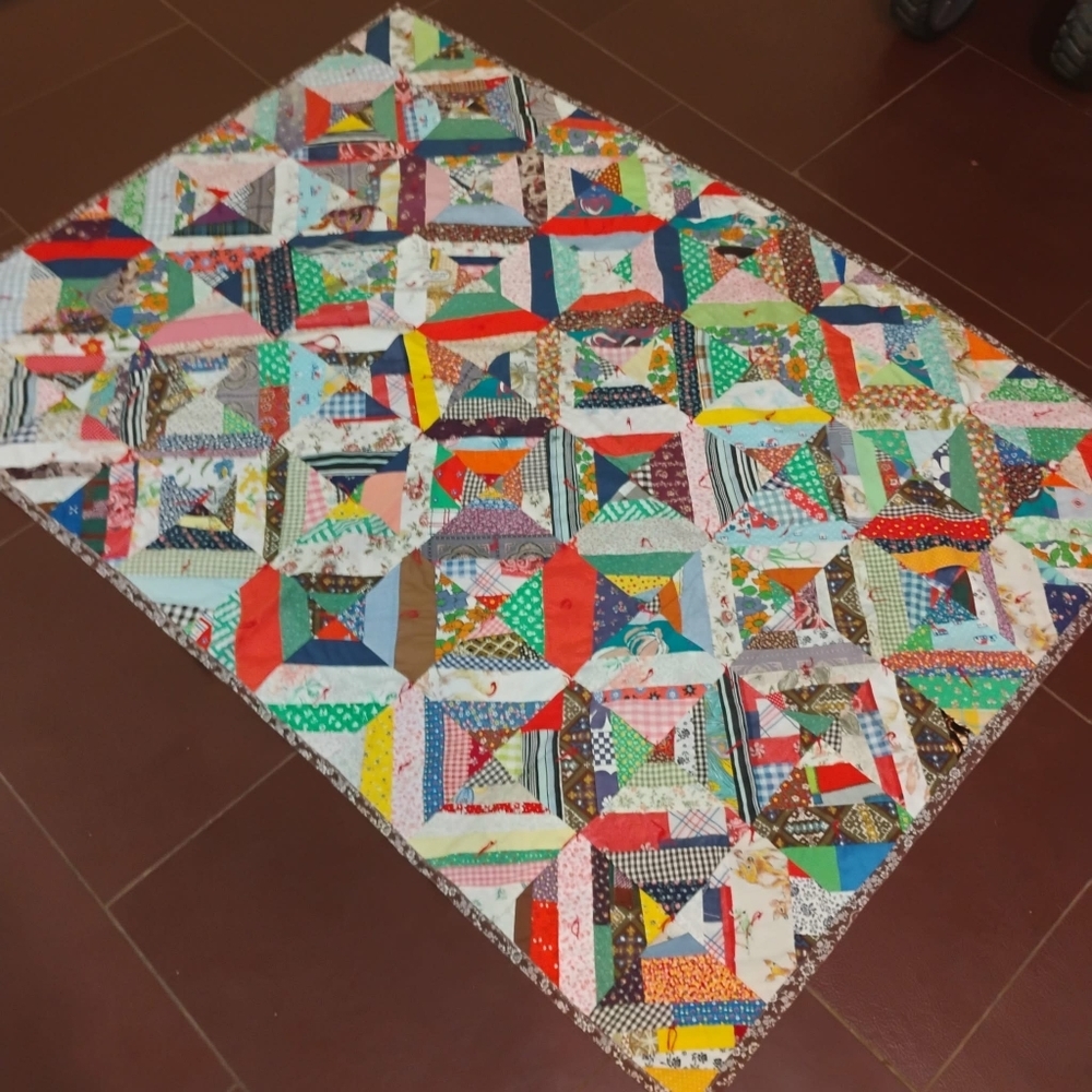 Vintage Handmade Patchwork Quilt 56x41 1970s–80s Era​